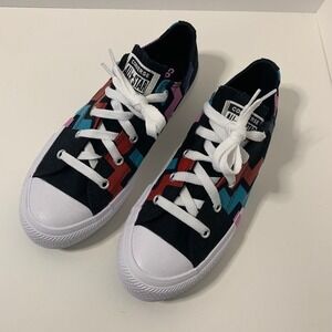 Converse‎ Juniors Size 4 Black All Star Zig Zag Low Top Sneakers Wmns Size 6